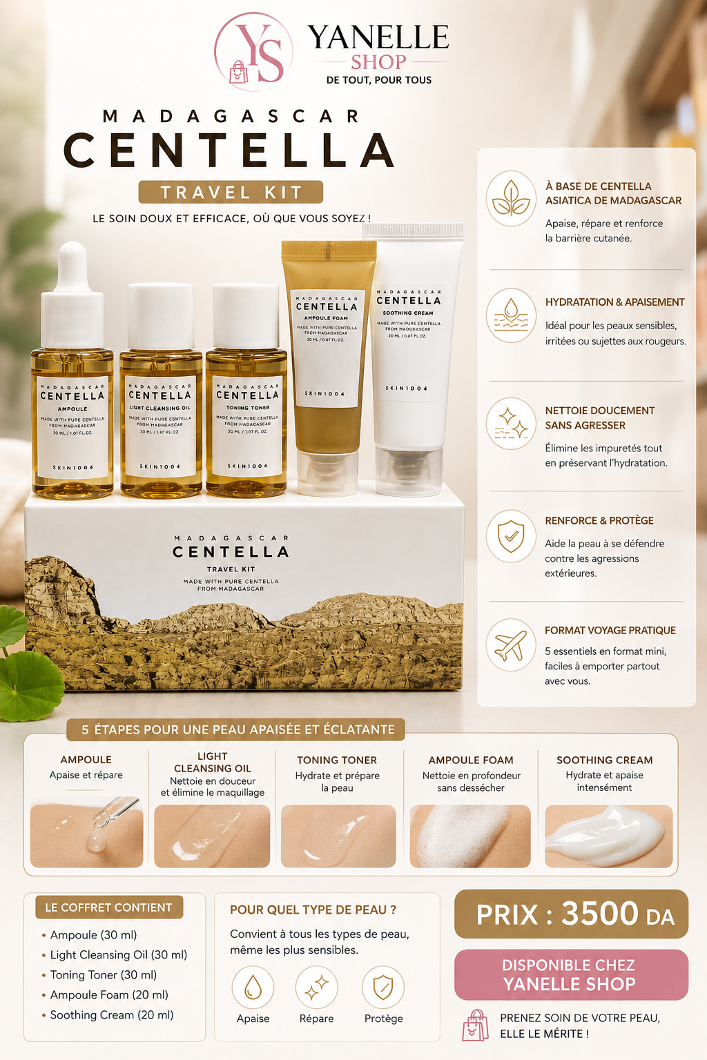 Madagascar Centella Travel Kit
